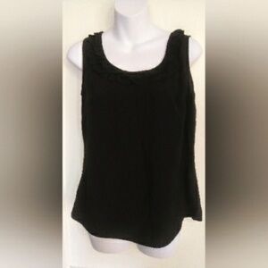 Merona Black Tank Top with Floral Detail